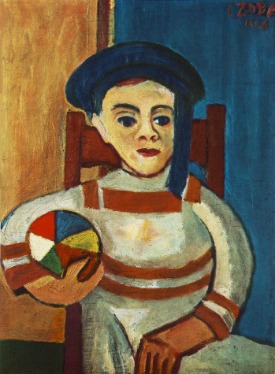 Czobel, 1916, Boy holding a ball