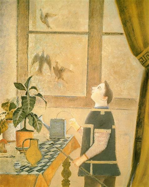 Balthus, 1959, child with pigeons