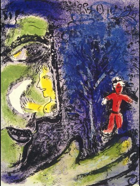 Chagall, 1960, Profile and red child
