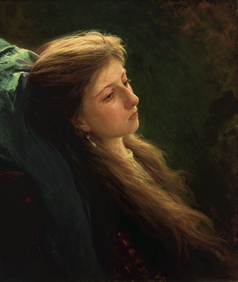 Kramskoy, 1873, A girl with her hair unbraided