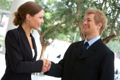 Man and woman, shaking hands