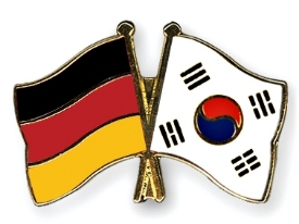 German and South Korean flags crossed