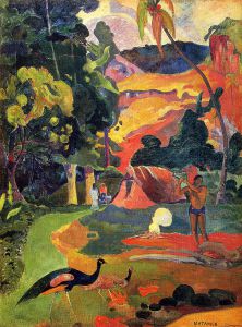 Gauguin, 1892, Landscape with peacocks